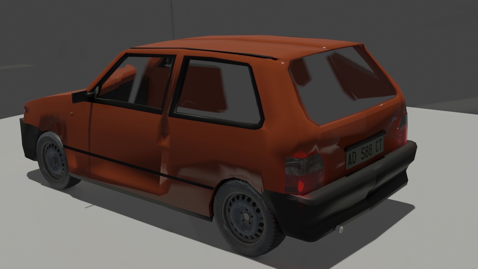 3d Model Fiat Uno low poly Low-poly 3D model_1