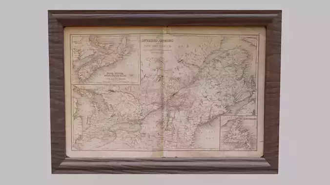 1800 Map of Canada Low-poly 3D model