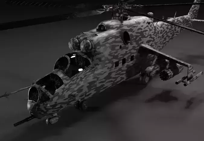  Highly detailed Mi24 combat helicopter 3D model