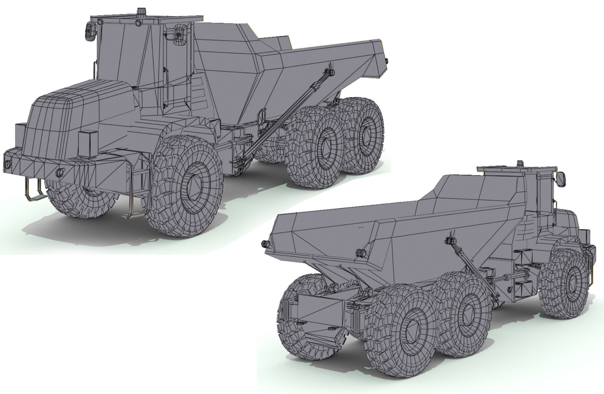 Dump Truck Low-poly 3D model_2