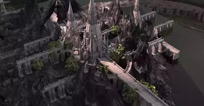 Narnia Fortress Cliff face Kitbash 3D model