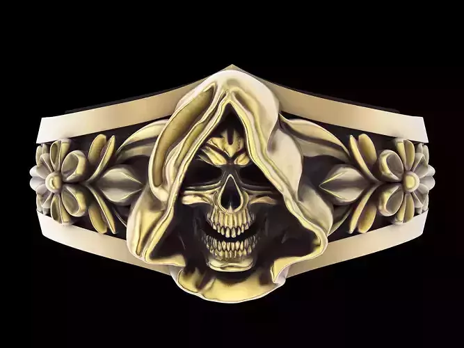 Skull ring  gold  printable jewelry 3D model