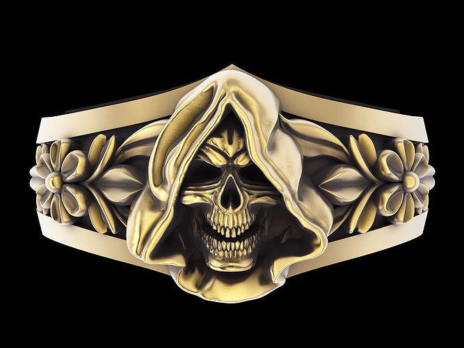 Skull ring  gold  printable jewelry 3D model 3D print model