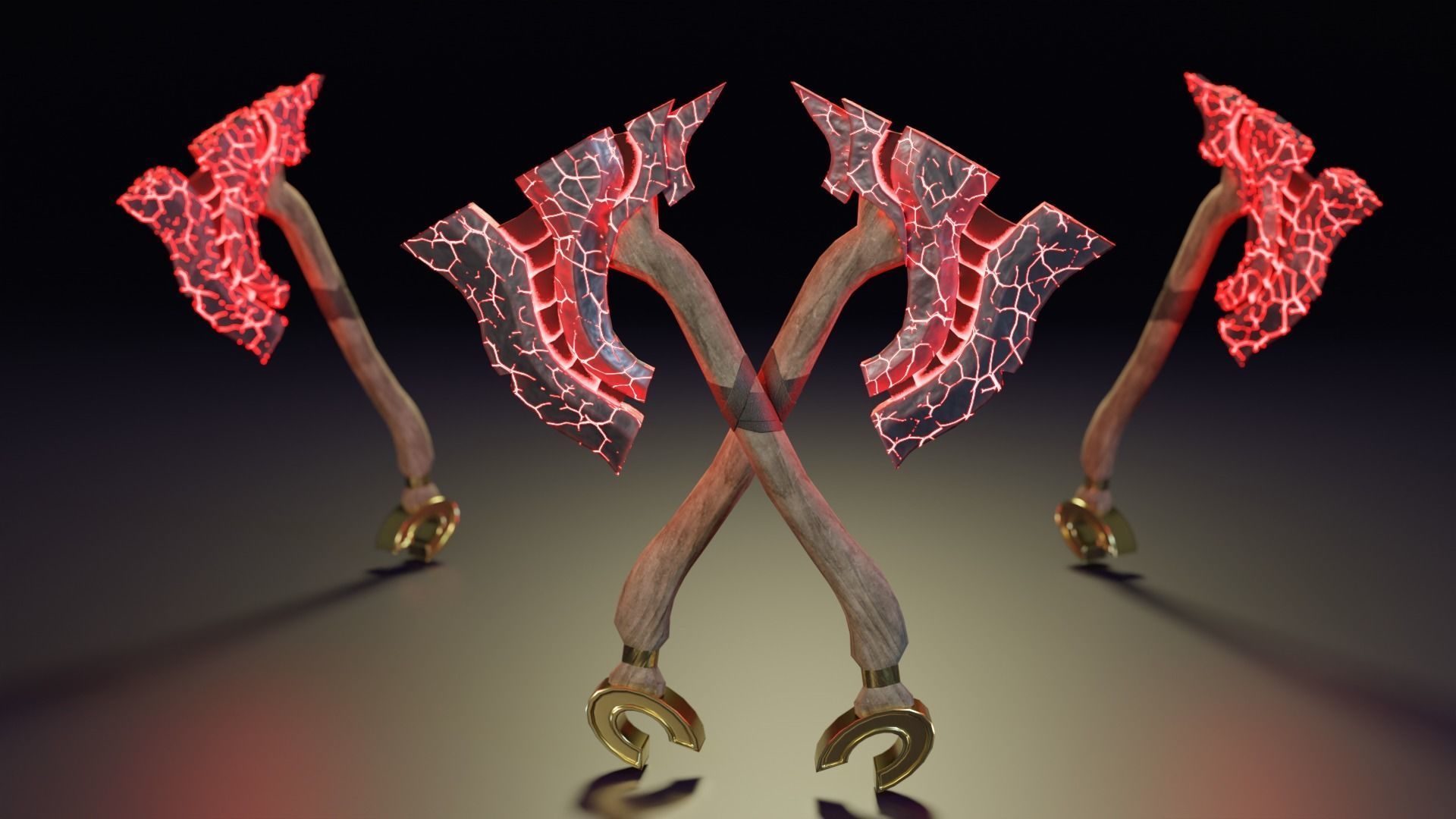 LavaAxe LowPoly PBR GameReady model two axes Low-poly 3D model_4