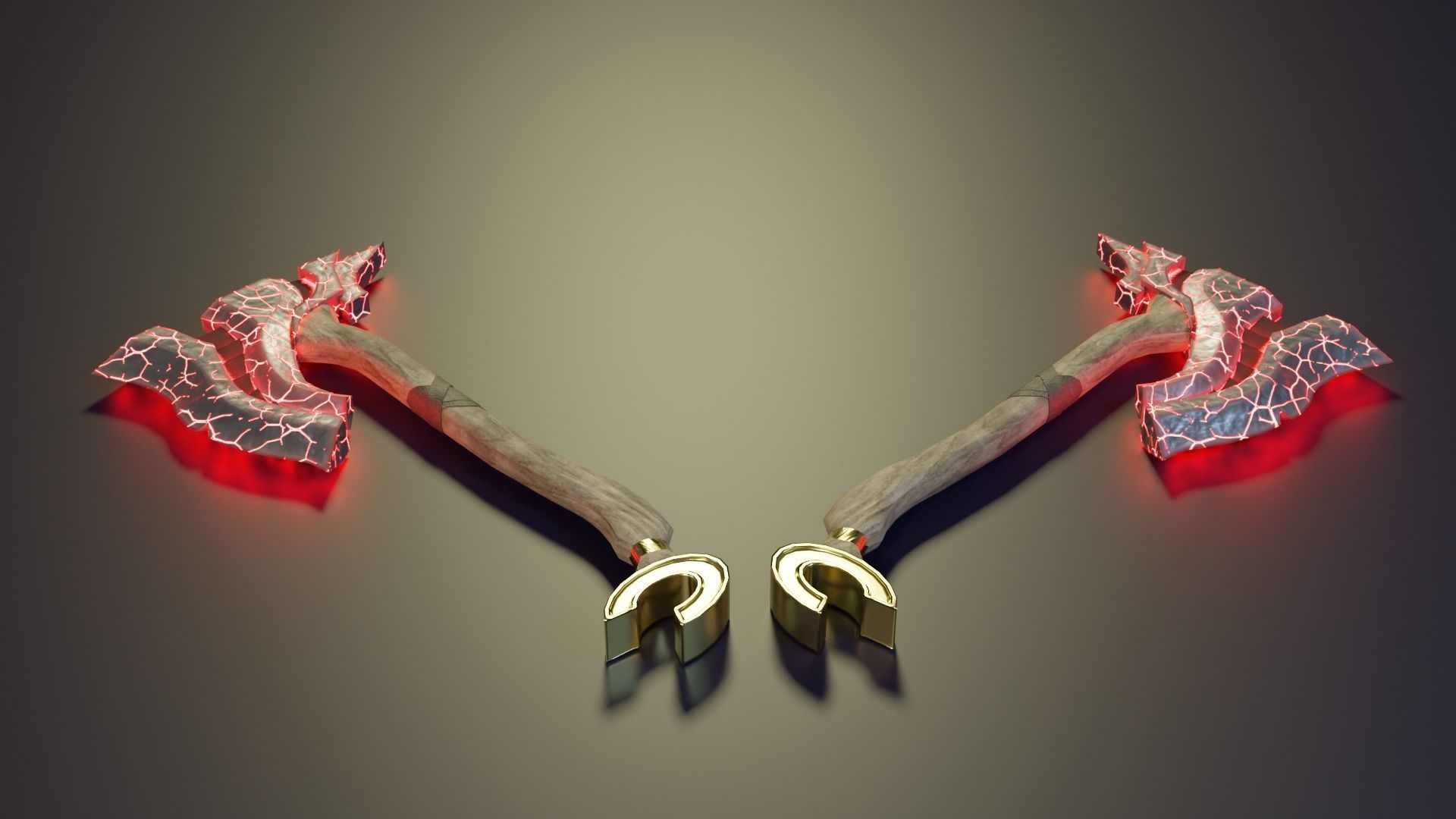 LavaAxe LowPoly PBR GameReady model two axes Low-poly 3D model_2