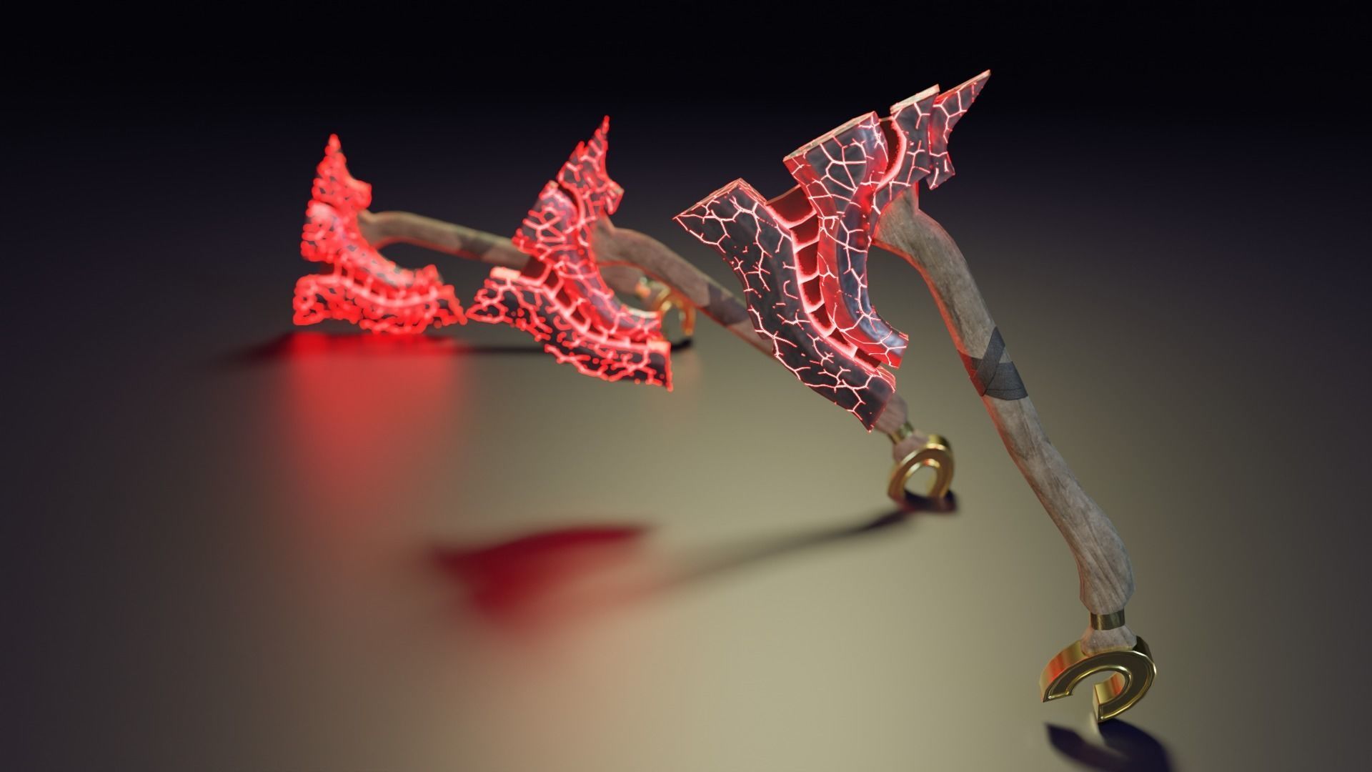 LavaAxe LowPoly PBR GameReady model two axes Low-poly 3D model_3