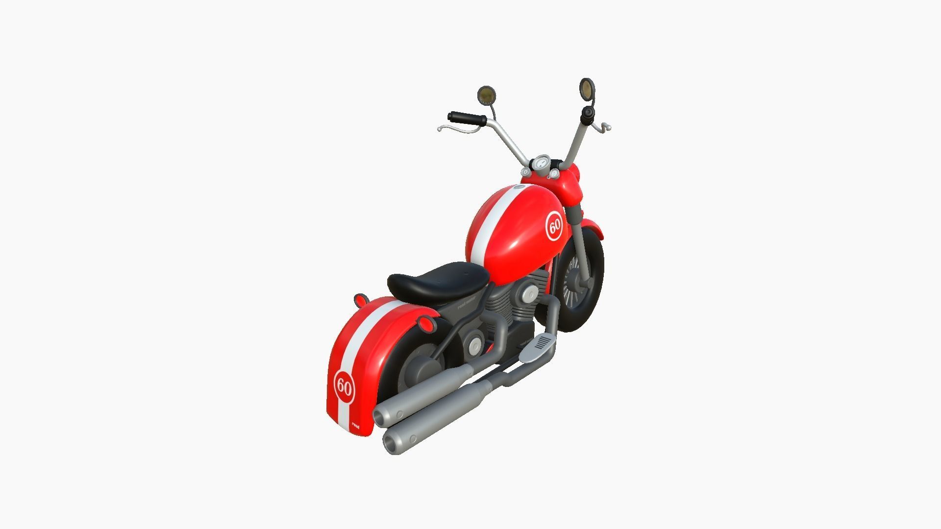 Motorcycle Cartoon A01 Red Racing - Custom Vehicle Design Low-poly 3D model_1