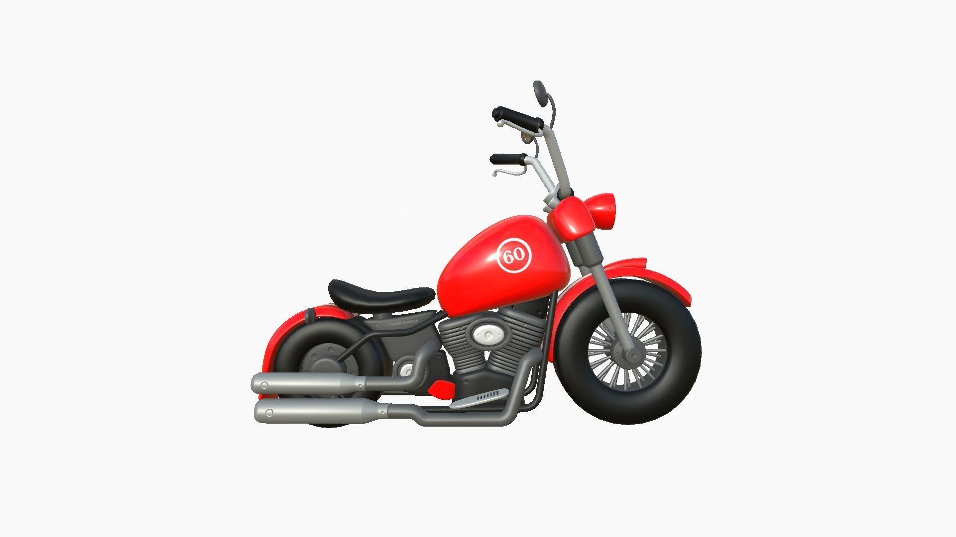 Motorcycle Cartoon A01 Red Racing - Custom Vehicle Design Low-poly 3D model_2