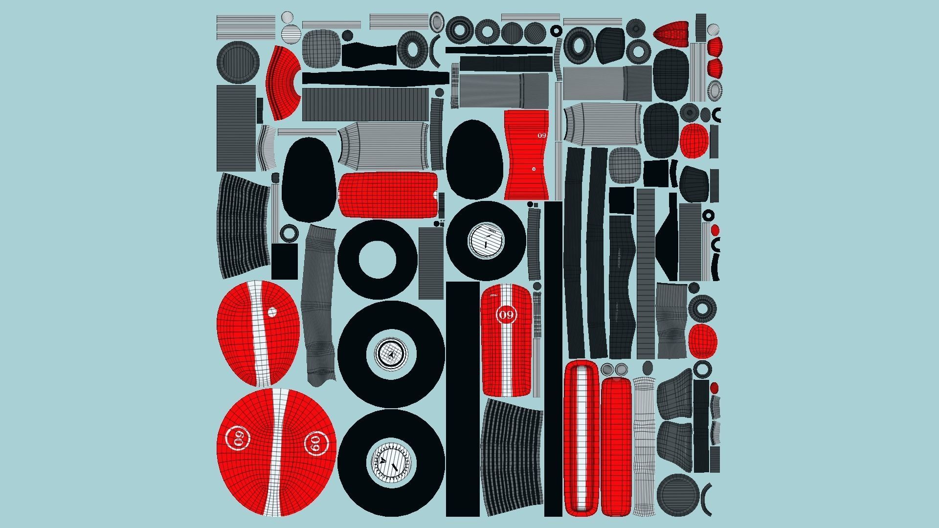 Motorcycle Cartoon A01 Red Racing - Custom Vehicle Design Low-poly 3D model_5