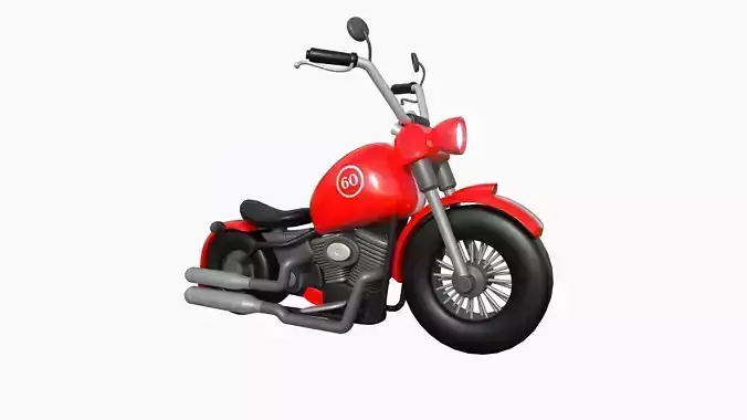 Motorcycle Cartoon A01 Red Racing - Custom Vehicle Design Low-poly 3D model