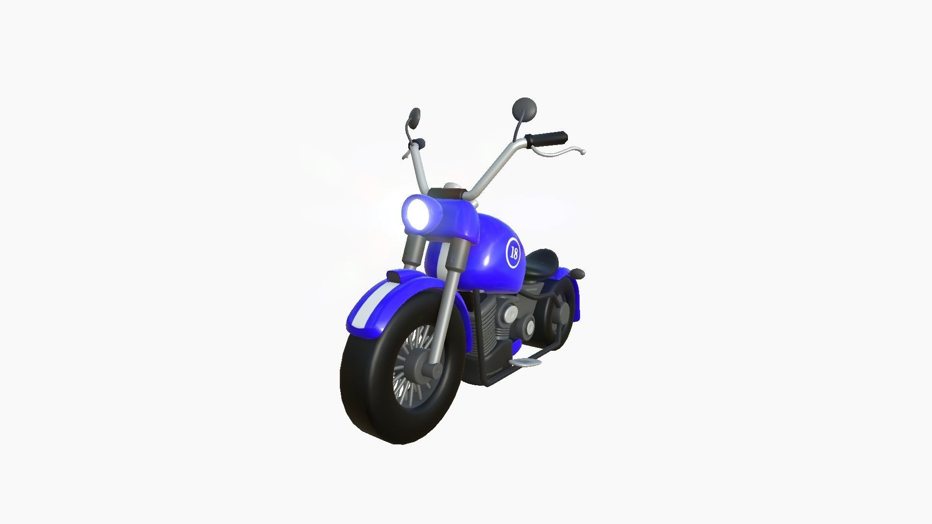 Motorcycle Cartoon A02 Blue Racing - Custom Vehicle Design Low-poly 3D model_3