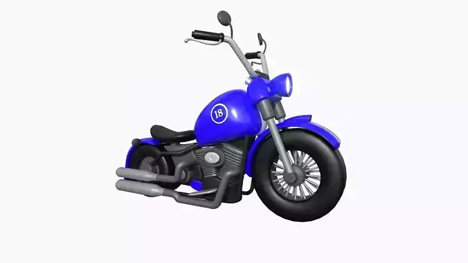 Motorcycle Cartoon A02 Blue Racing - Custom Vehicle Design Low-poly 3D model