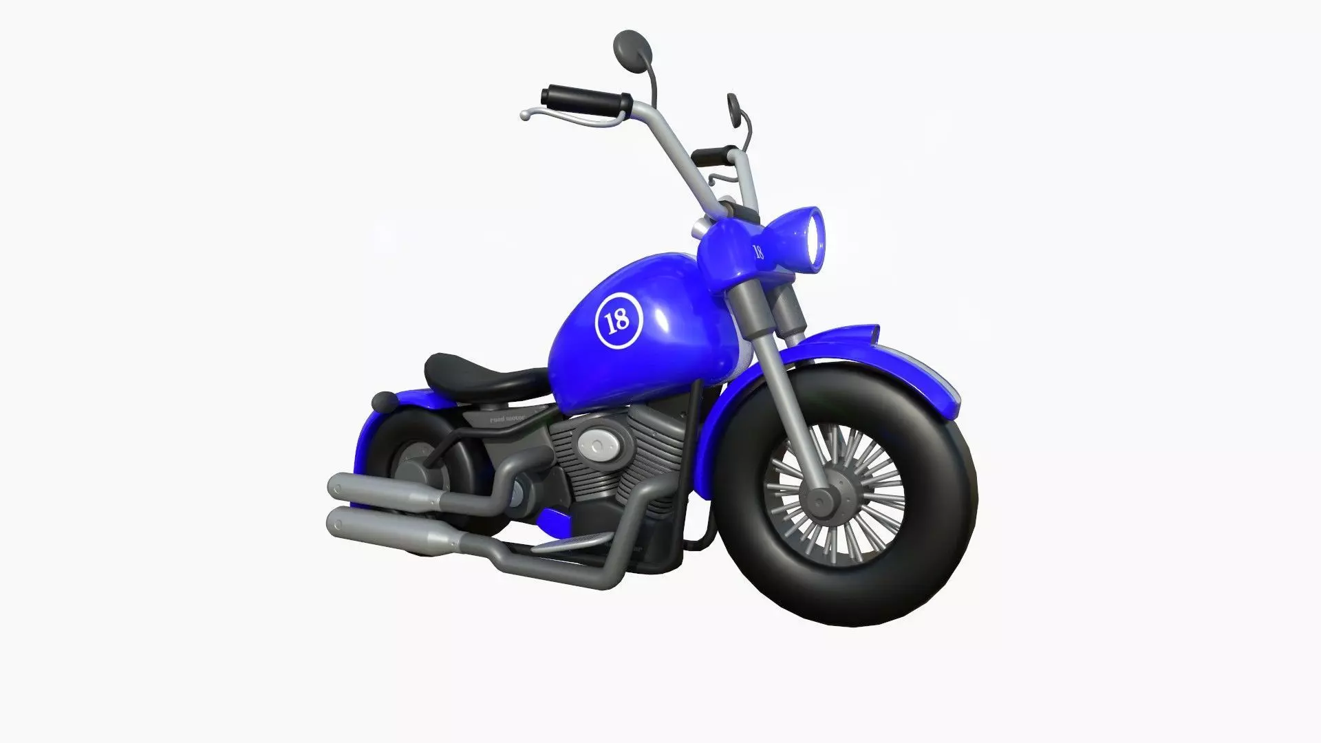 Motorcycle Cartoon A02 Blue Racing - Custom Vehicle Design Low-poly 3D model_0