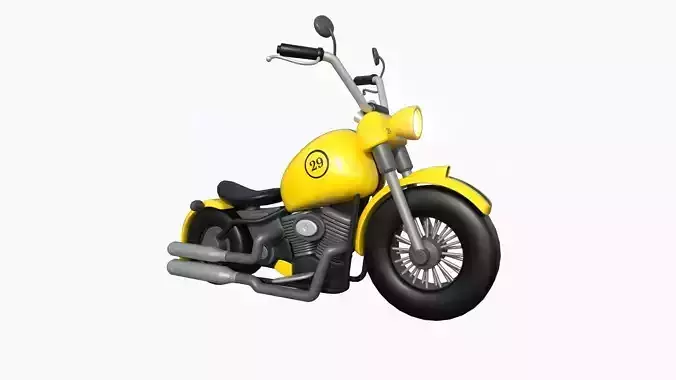 Motorcycle Cartoon A03 Yellow Racing - Custom Vehicle Design Low-poly 3D model