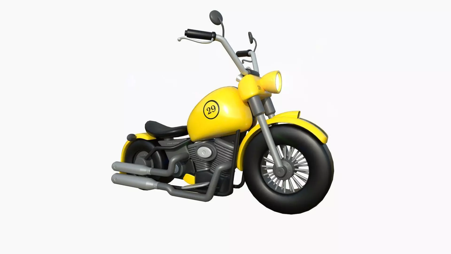 Motorcycle Cartoon A03 Yellow Racing - Custom Vehicle Design Low-poly 3D model_0