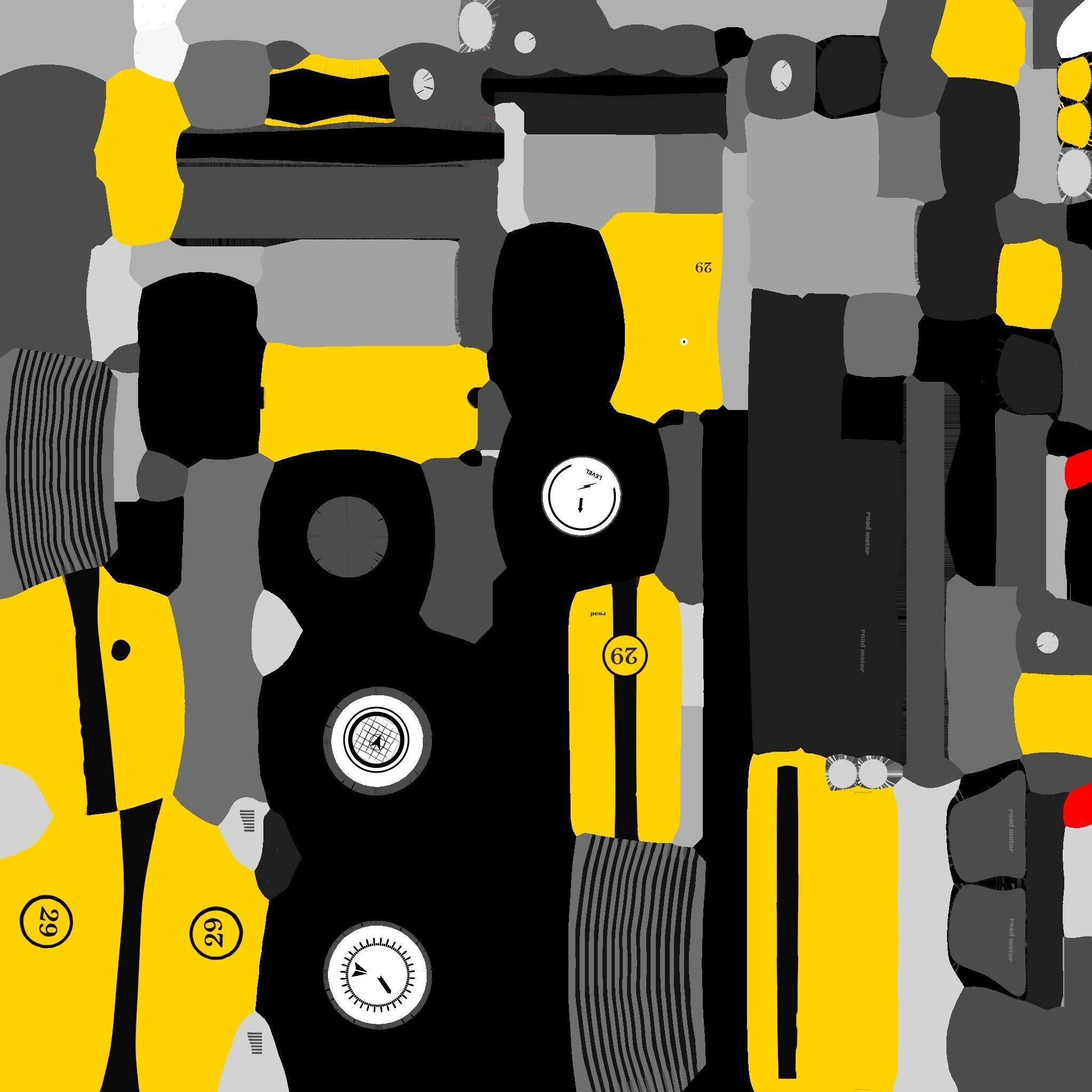 Motorcycle Cartoon A03 Yellow Racing - Custom Vehicle Design Low-poly 3D model_22