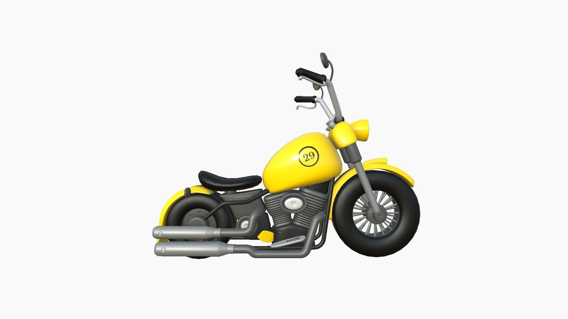 Motorcycle Cartoon A03 Yellow Racing - Custom Vehicle Design Low-poly 3D model_2