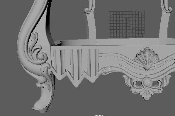 armchair ornate chair 3D model_4