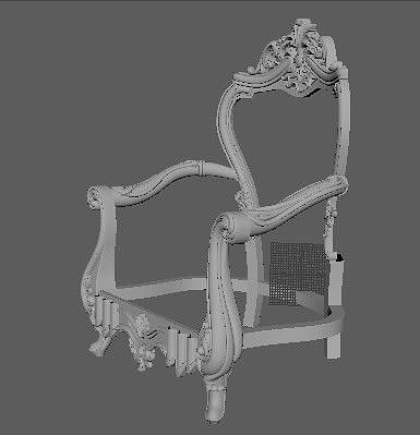 armchair ornate chair 3D model 7
