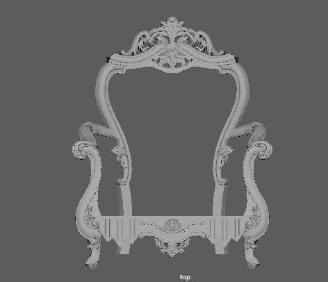 armchair ornate chair 3D model_7