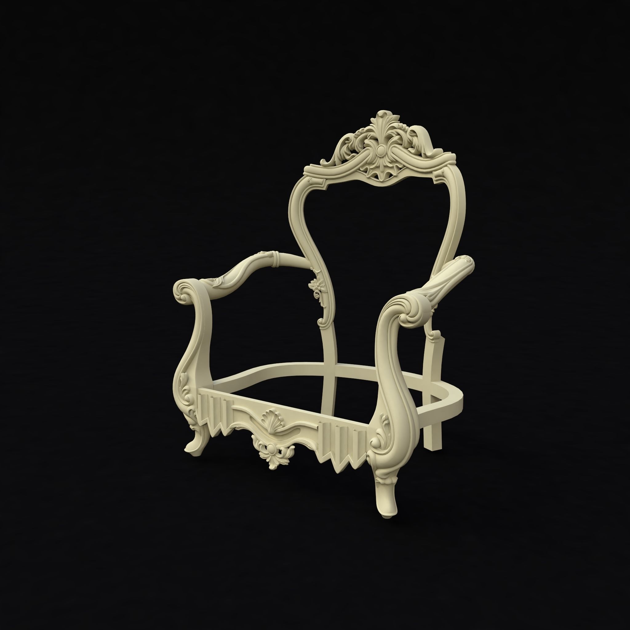 armchair ornate chair 3D model_1