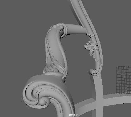 armchair ornate chair 3D model_3