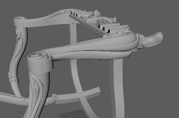 armchair ornate chair 3D model_5