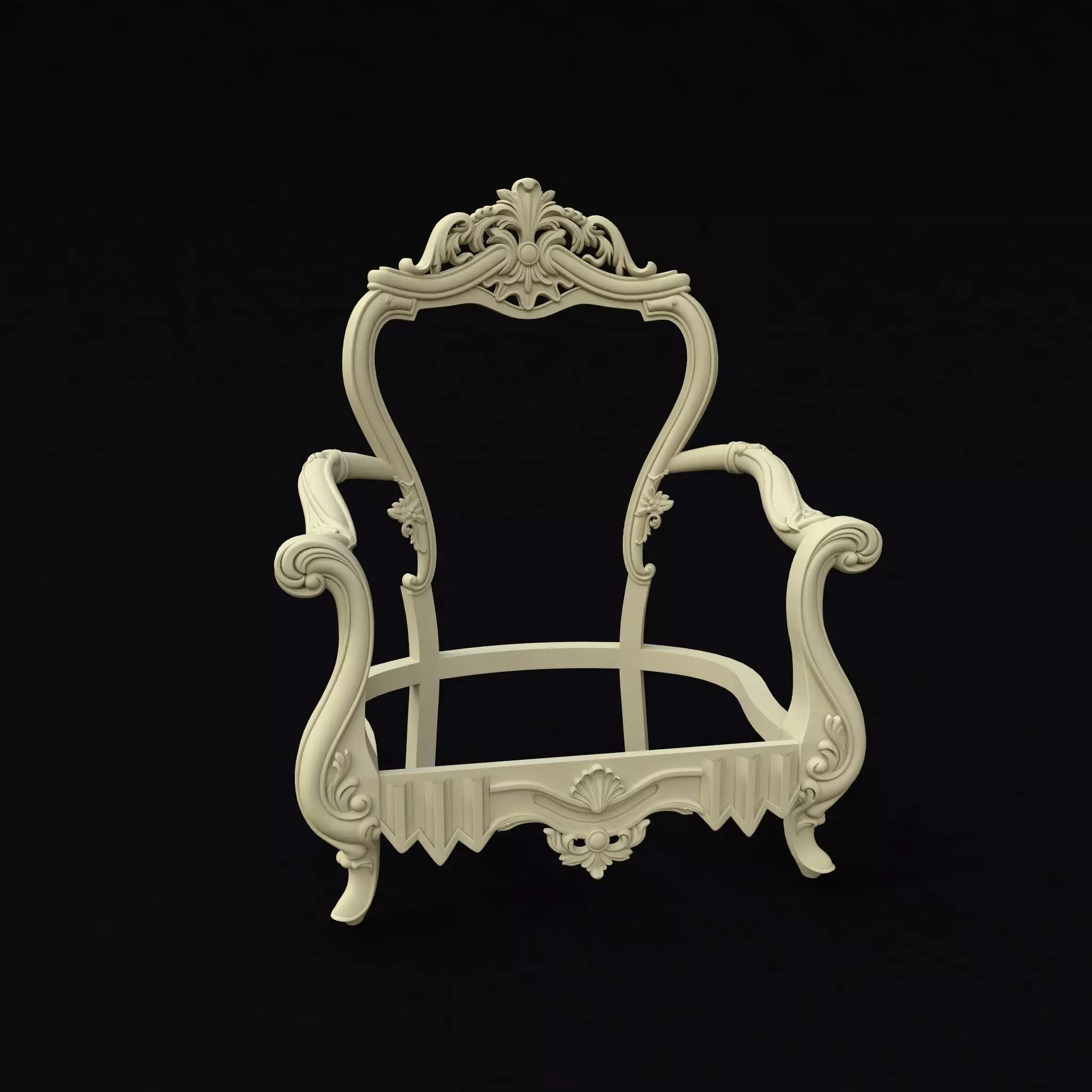 armchair ornate chair 3D model_0