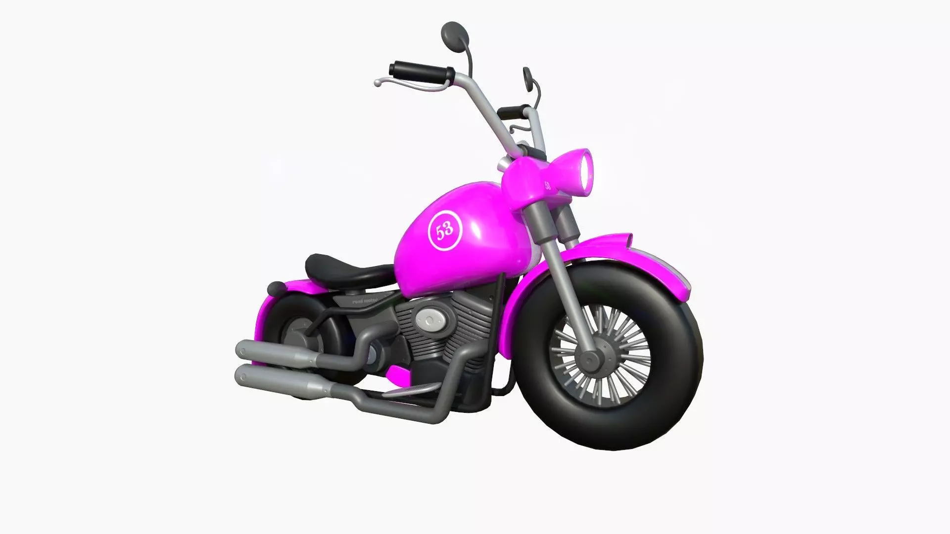 Motorcycle Cartoon A05 Pink Racing - Custom Vehicle Design Low-poly 3D model_0