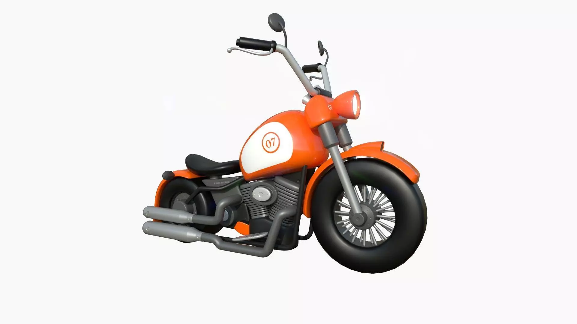 Motorcycle Cartoon A06 Orange Racing - Custom Vehicle Design Low-poly 3D model_0