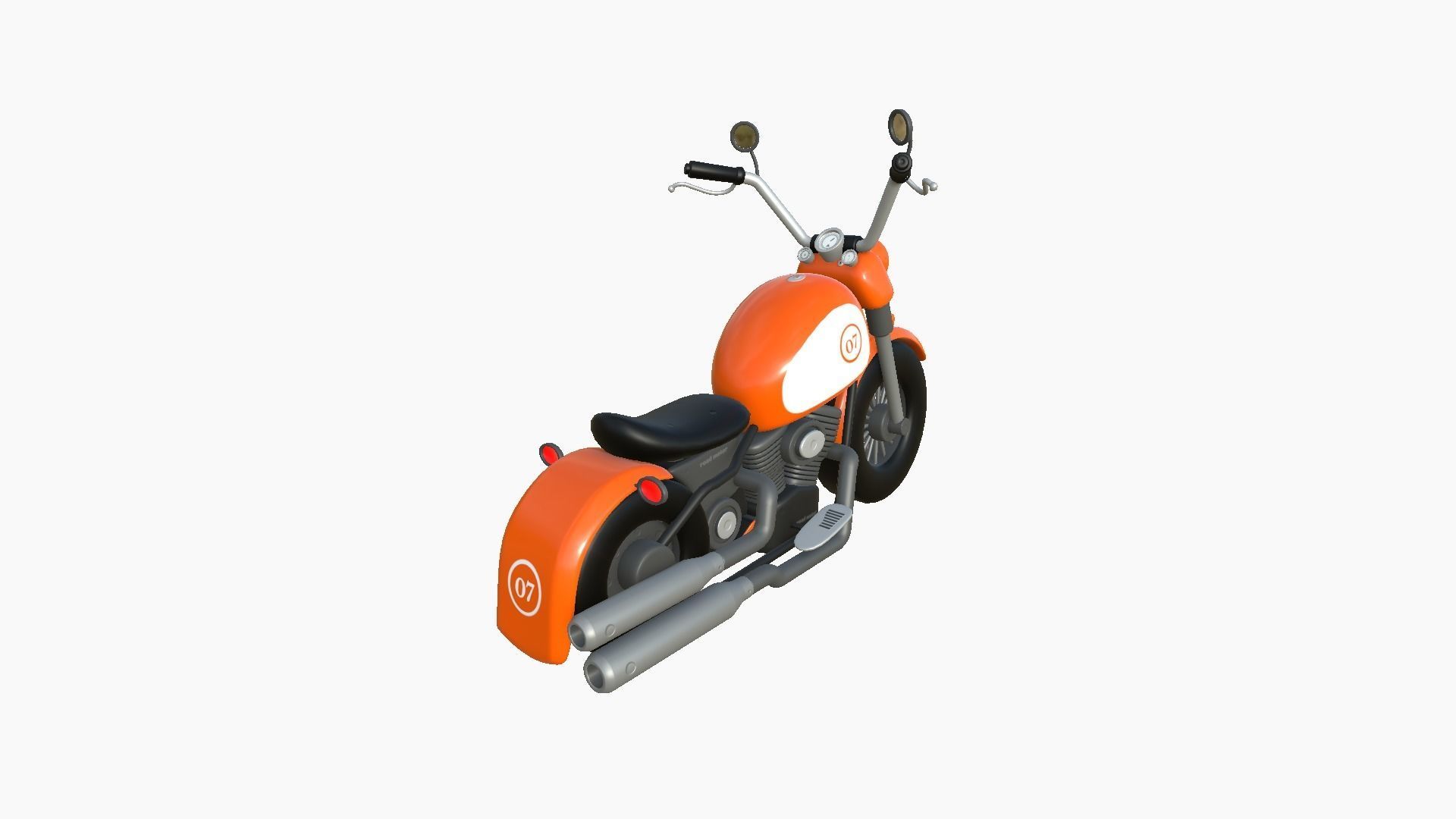 Motorcycle Cartoon A06 Orange Racing - Custom Vehicle Design Low-poly 3D model_1