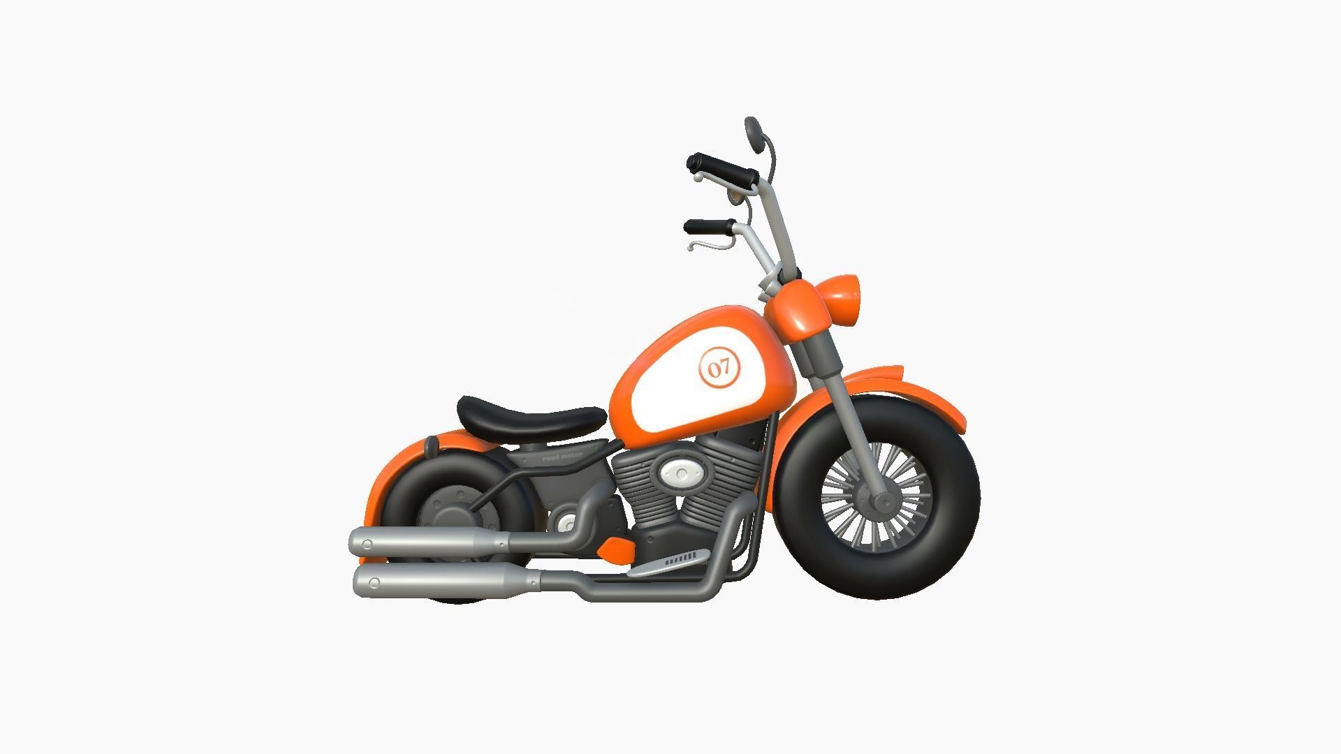 Motorcycle Cartoon A06 Orange Racing - Custom Vehicle Design Low-poly 3D model_2