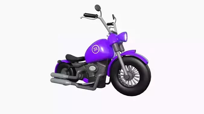 Motorcycle Cartoon A07 Purple - Custom Vehicle Design Low-poly 3D model