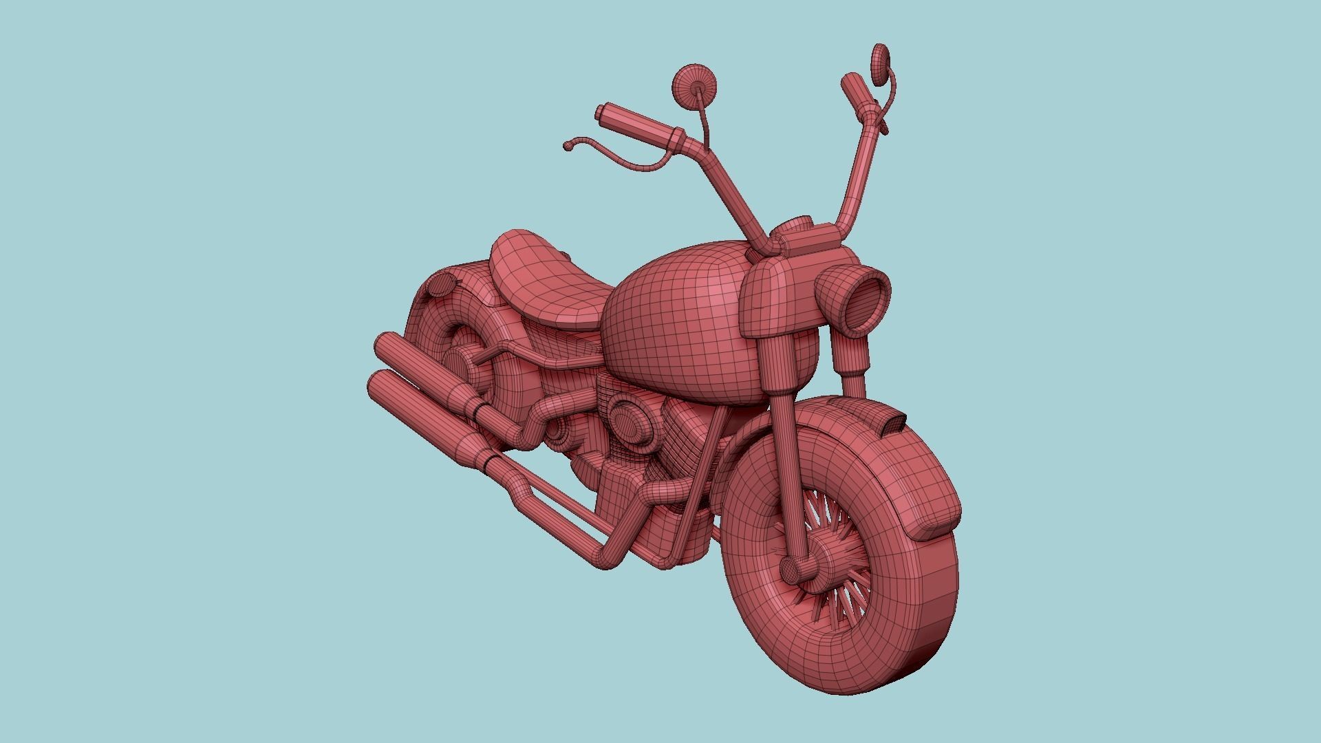Motorcycle Cartoon A07 Purple - Custom Vehicle Design Low-poly 3D model_17