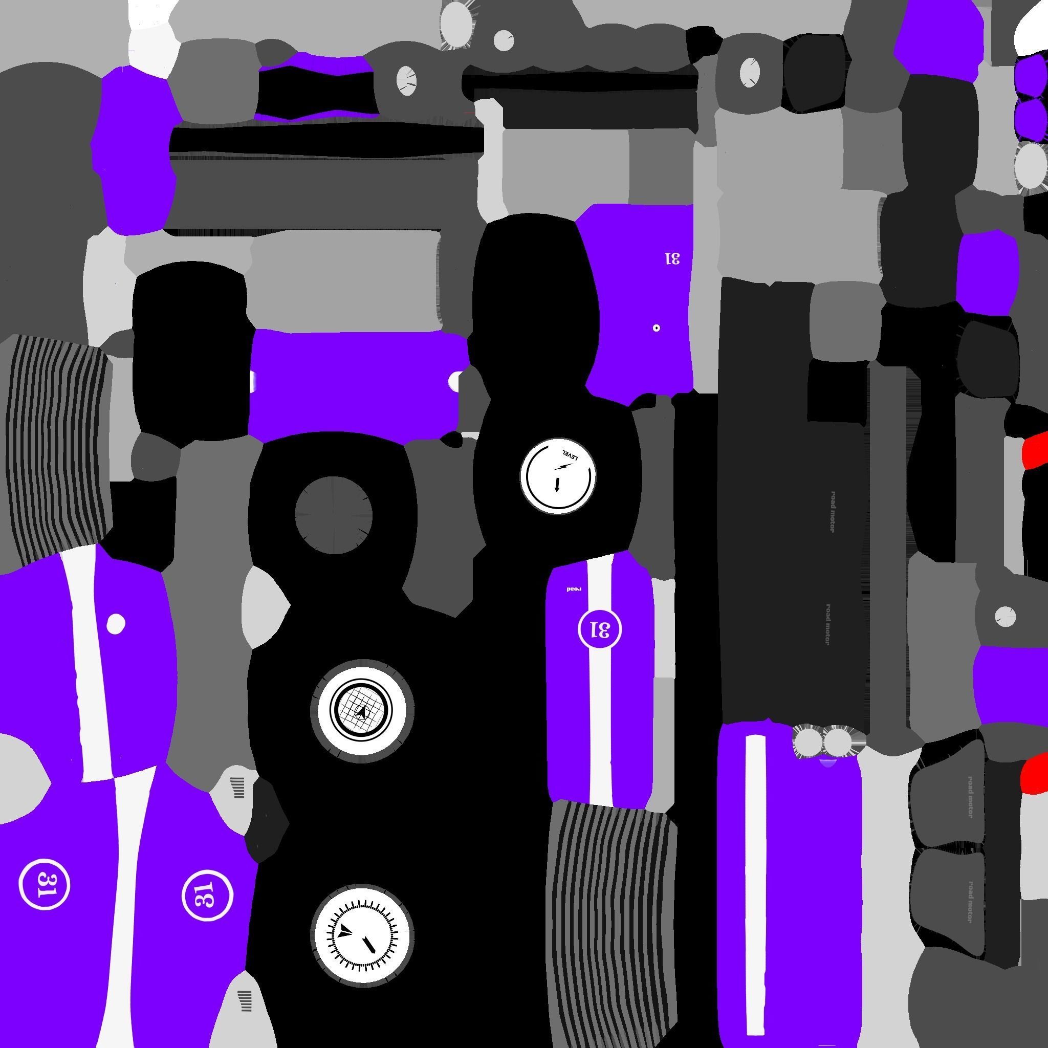 Motorcycle Cartoon A07 Purple - Custom Vehicle Design Low-poly 3D model_22