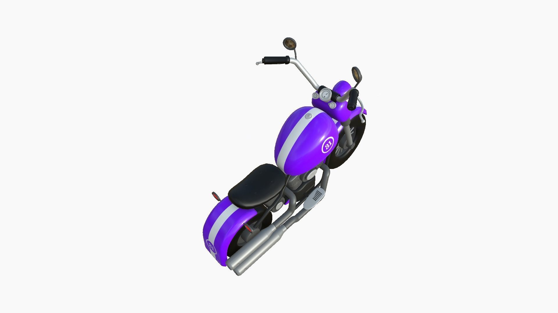 Motorcycle Cartoon A07 Purple - Custom Vehicle Design Low-poly 3D model_4