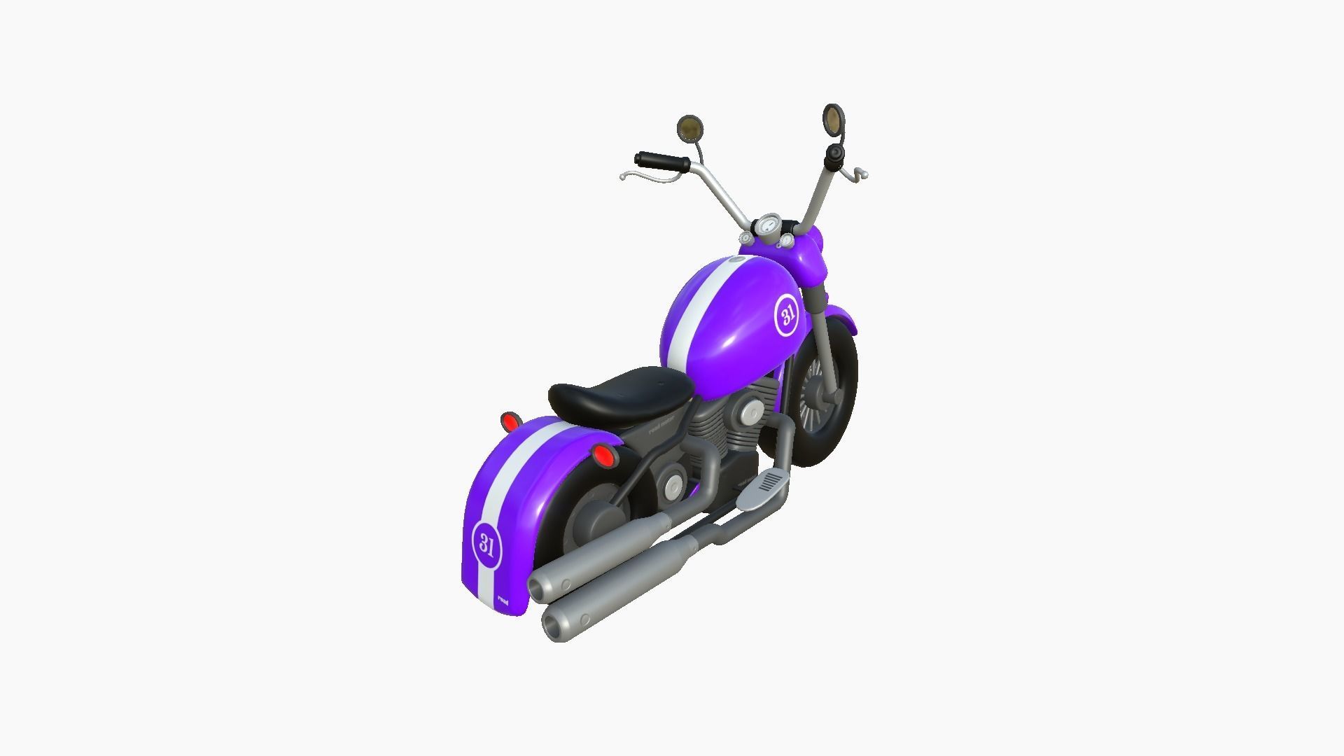 Motorcycle Cartoon A07 Purple - Custom Vehicle Design Low-poly 3D model_1