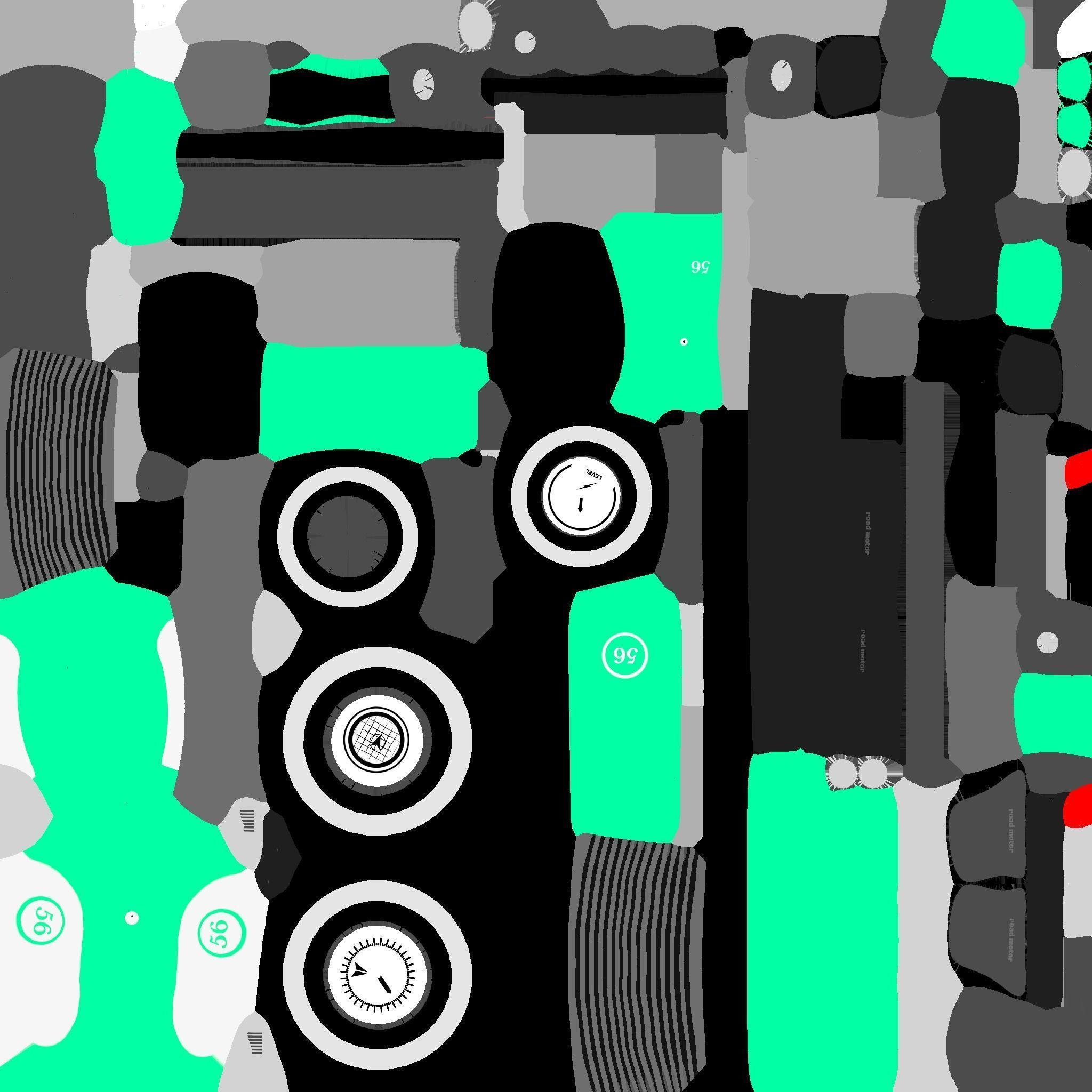 Motorcycle Cartoon A08 Aqua - Custom Vehicle Design Low-poly 3D model_22