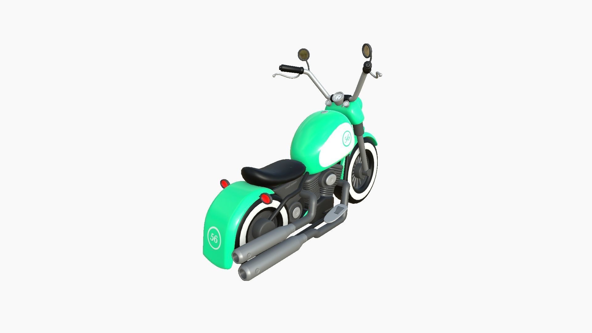 Motorcycle Cartoon A08 Aqua - Custom Vehicle Design Low-poly 3D model_1