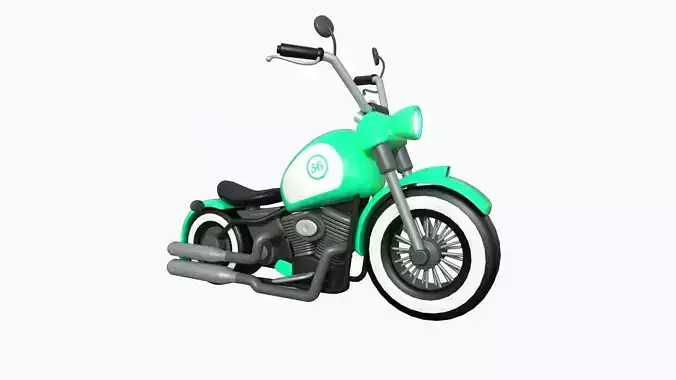 Motorcycle Cartoon A08 Aqua - Custom Vehicle Design Low-poly 3D model