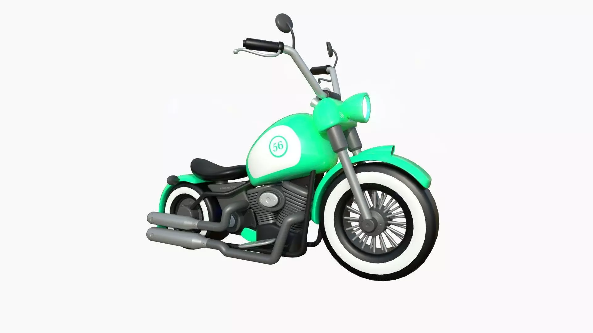 Motorcycle Cartoon A08 Aqua - Custom Vehicle Design Low-poly 3D model_0