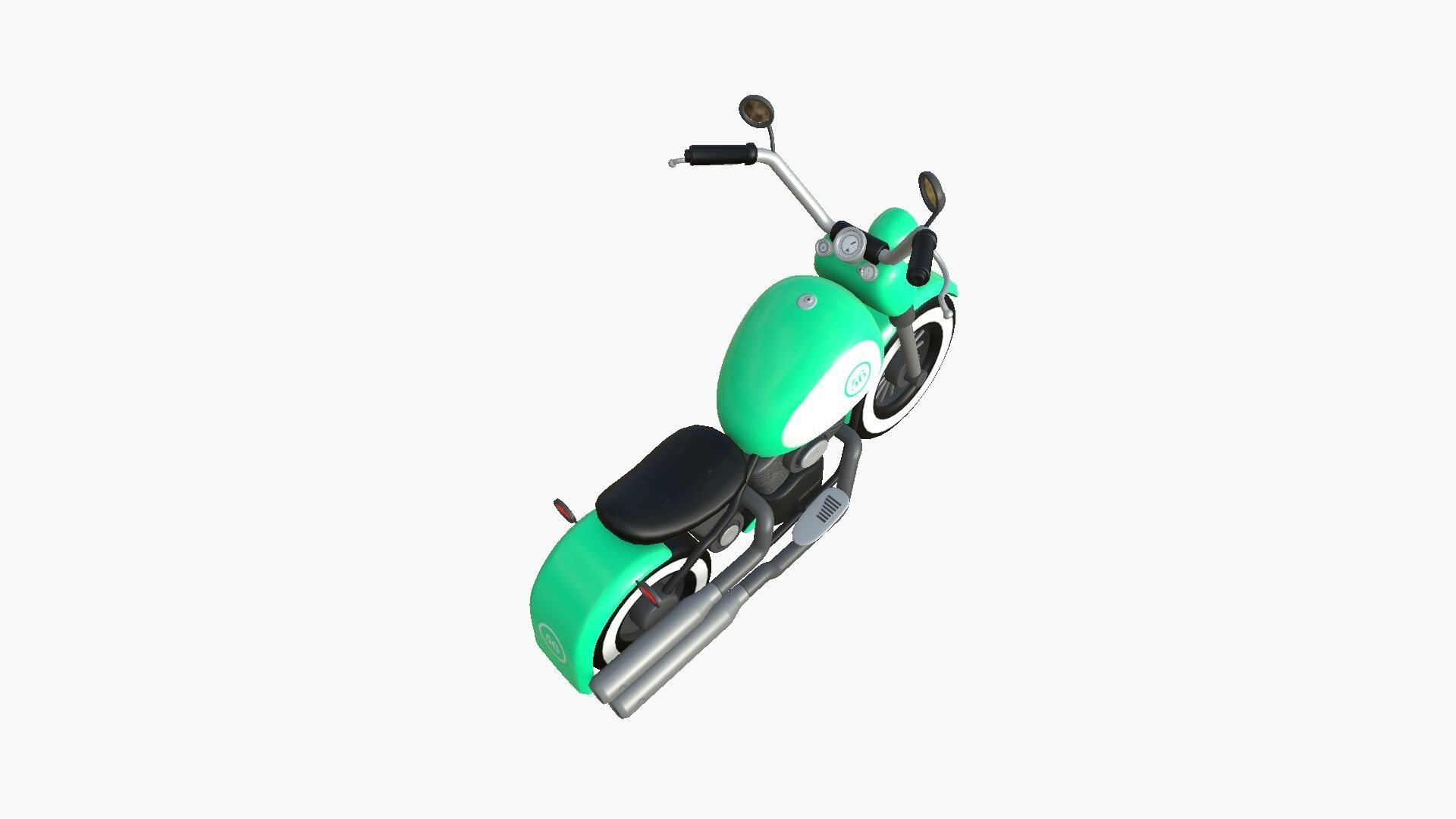 Motorcycle Cartoon A08 Aqua - Custom Vehicle Design Low-poly 3D model_4