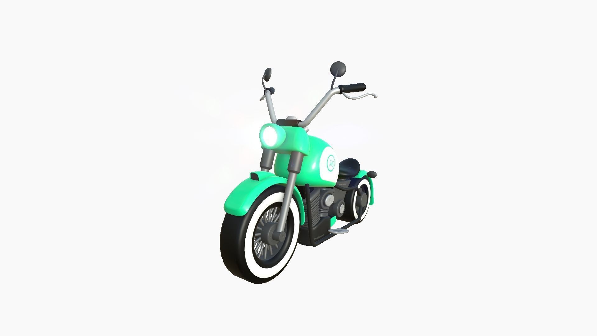 Motorcycle Cartoon A08 Aqua - Custom Vehicle Design Low-poly 3D model_3