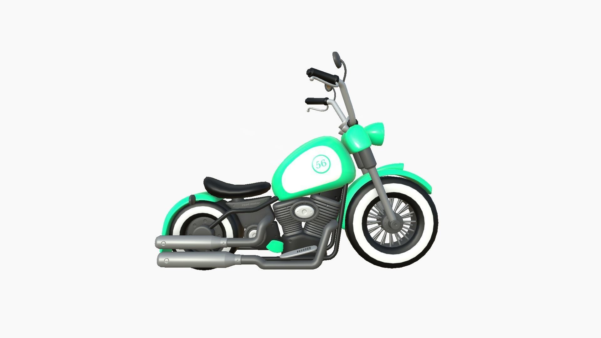 Motorcycle Cartoon A08 Aqua - Custom Vehicle Design Low-poly 3D model_2