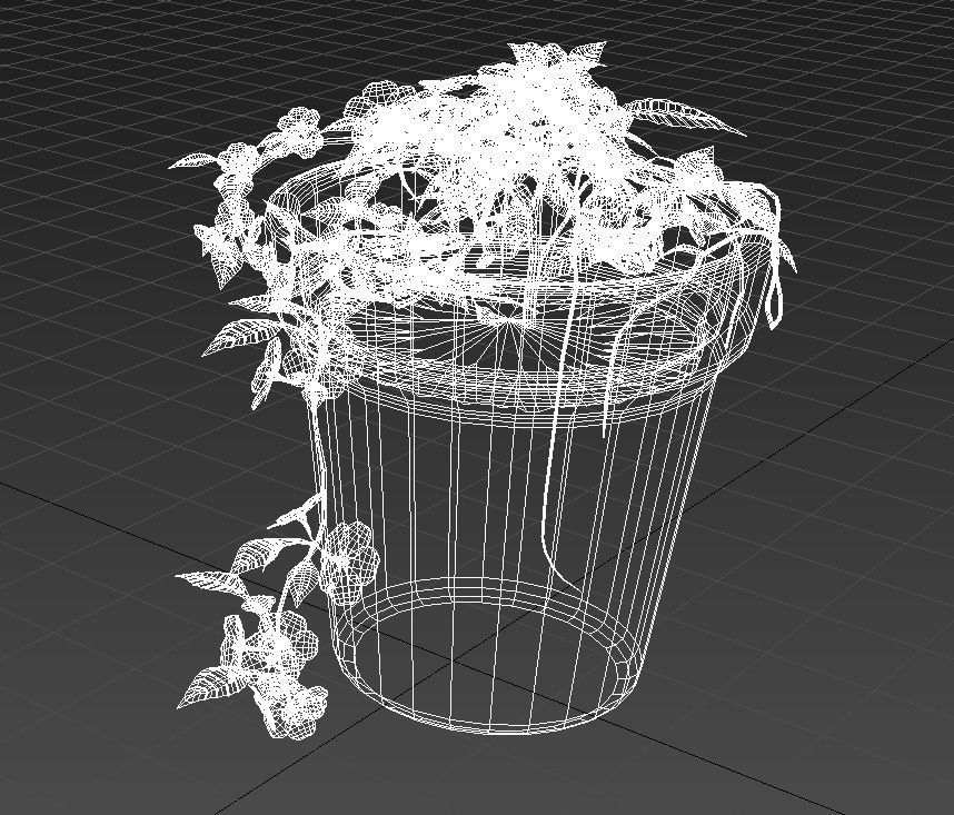 Pink flowers in clay pot 3D model_16