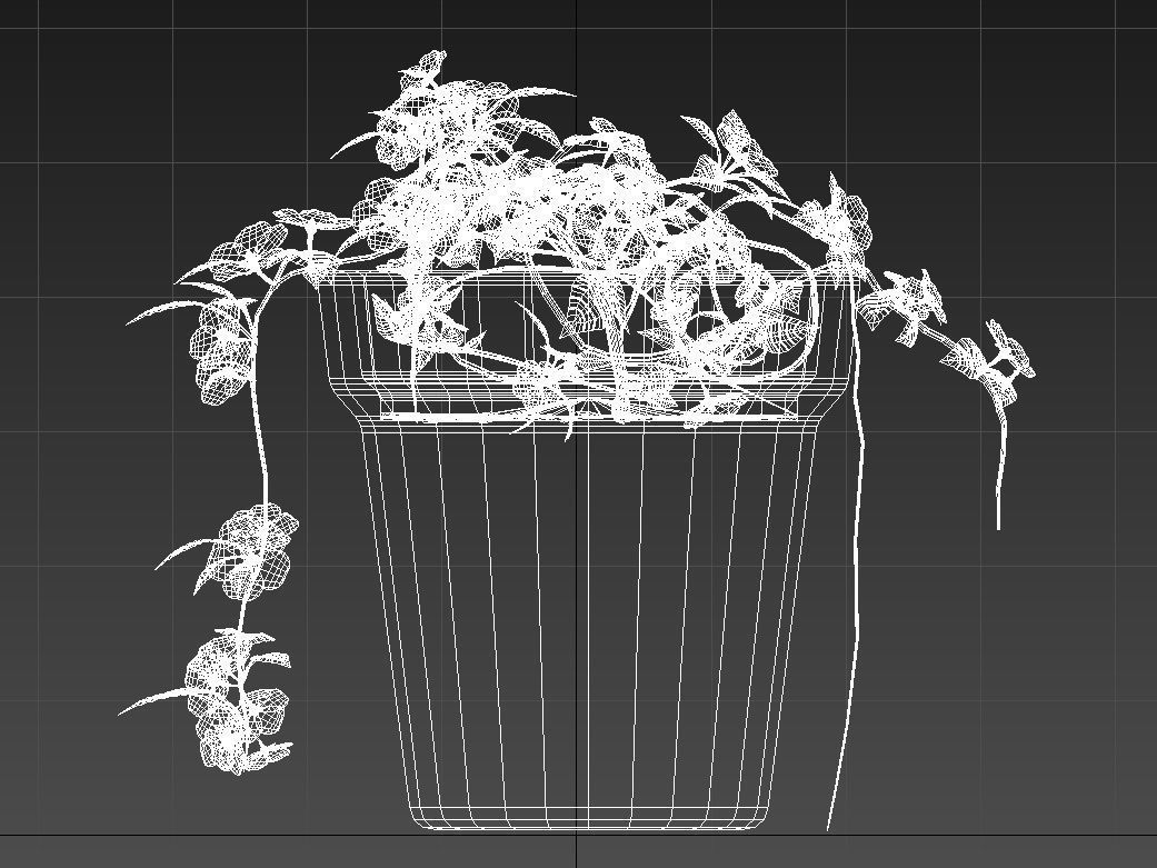 Pink flowers in clay pot 3D model_15