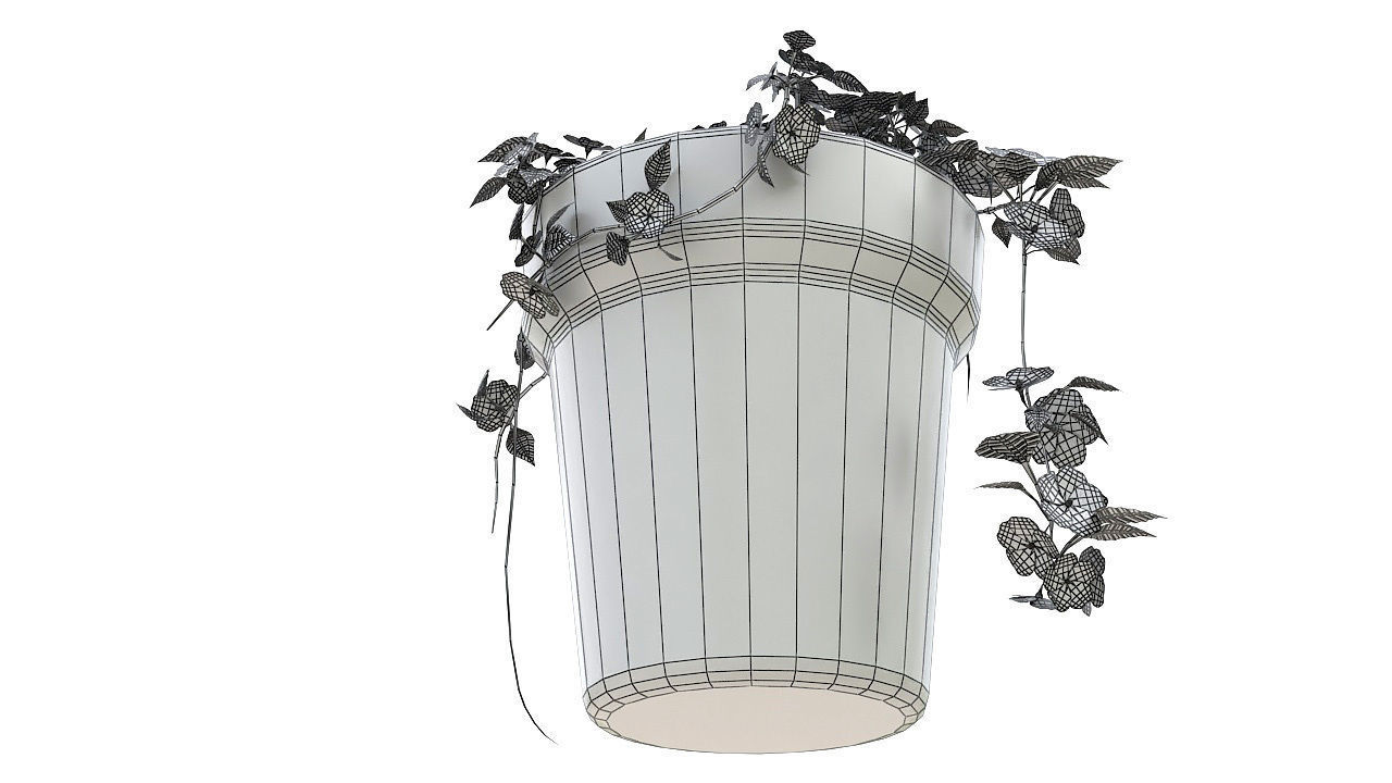 Pink flowers in clay pot 3D model_12