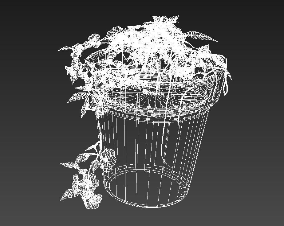 Pink flowers in clay pot 3D model_17