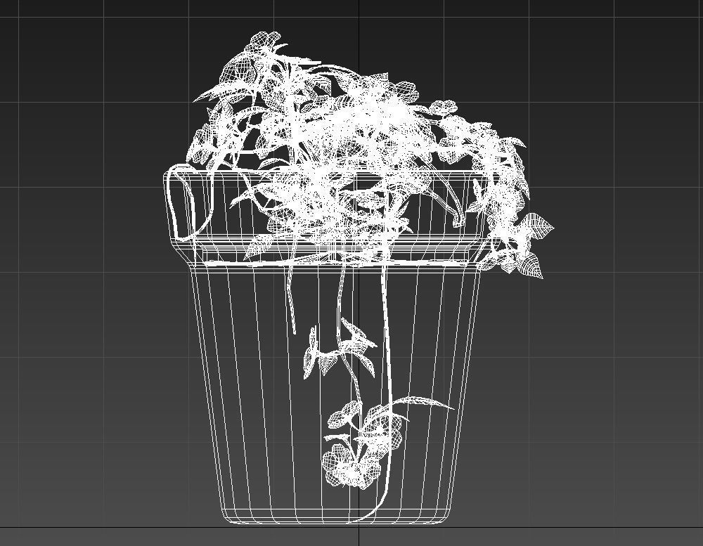 Pink flowers in clay pot 3D model_14