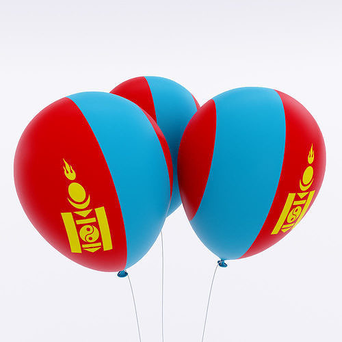  Mongolia country balloon low poly 3d model  Low-poly 3D model